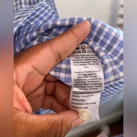 untuckit great used condition blue plaid shirt slim fit wrinkle free 100% cotton - Picture 5 of 7